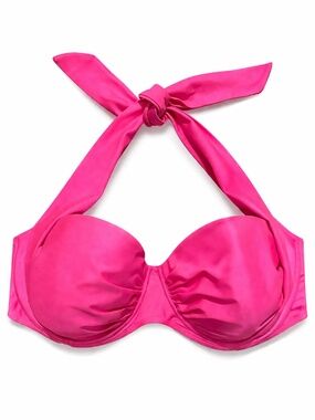 Smart & Sexy Neon Pink Halter Bikini Top – 40D EUC